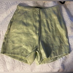 nasty gal shiny green high waisted shorts